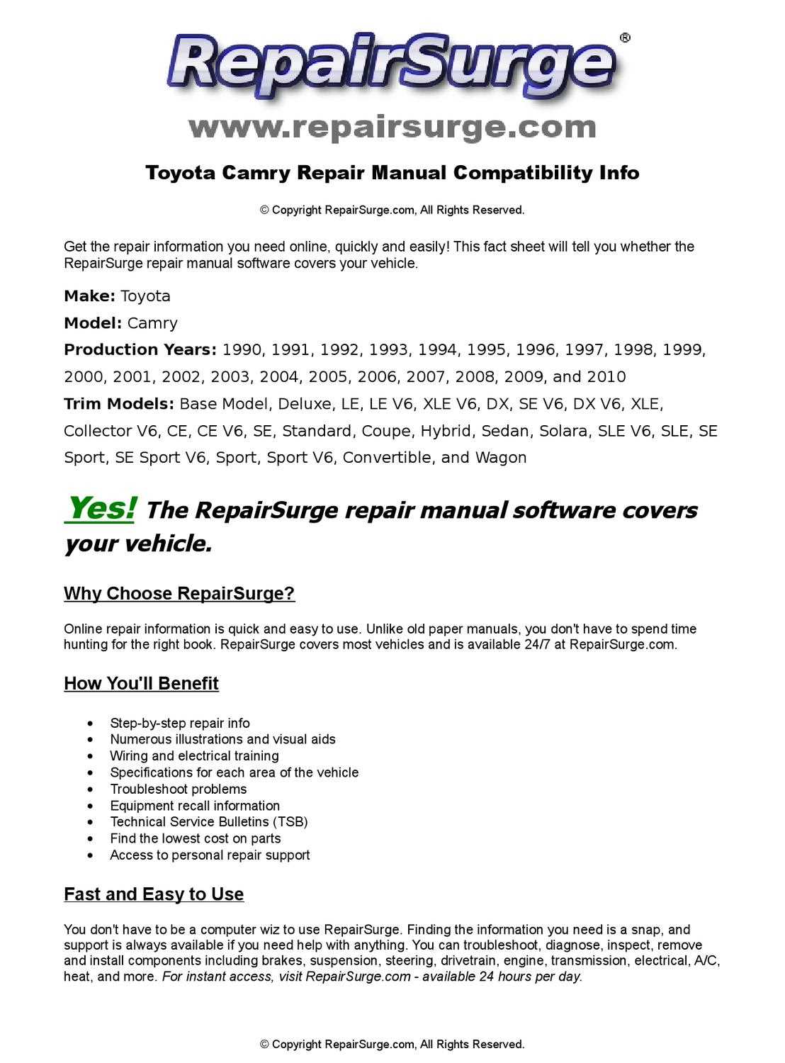 1995 camry owners manual