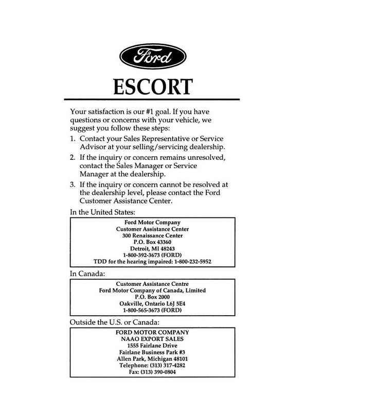 1996 ford escort owners manual