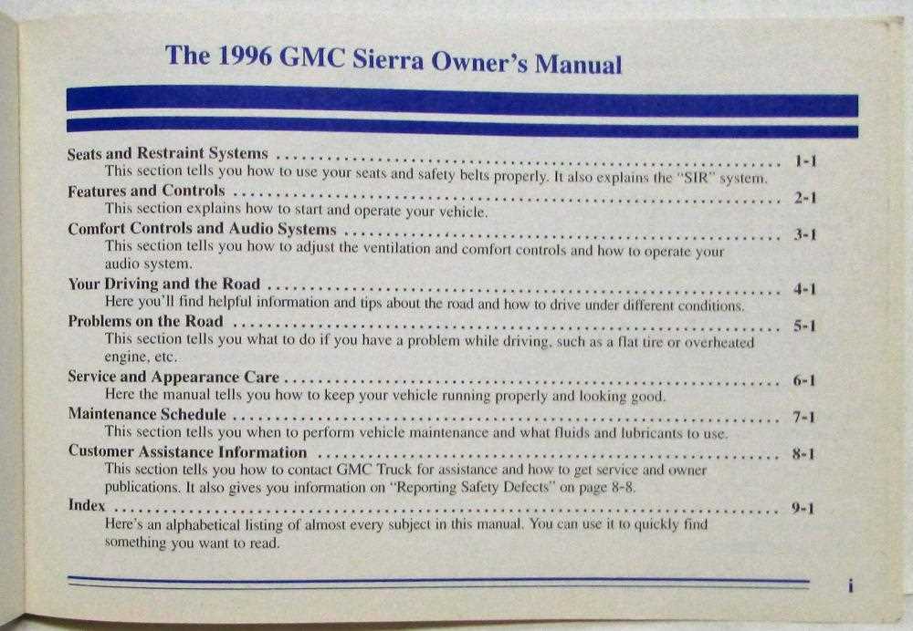 1996 gmc sierra owners manual