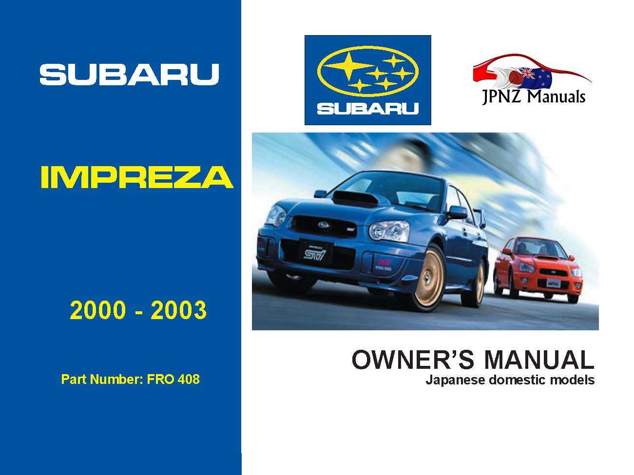 1998 subaru impreza owners manual