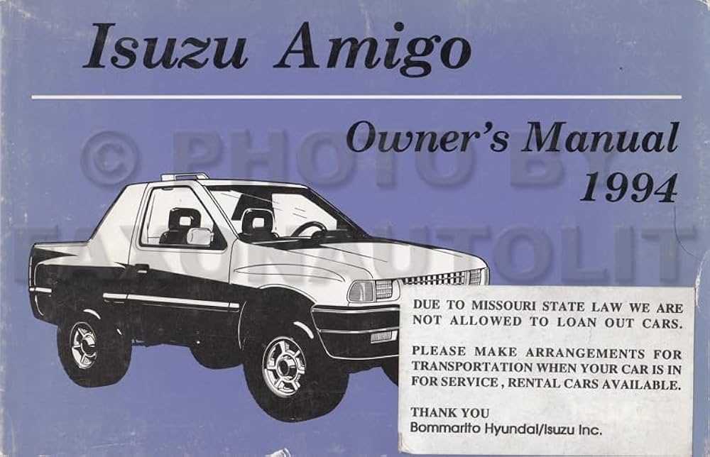 1999 isuzu amigo owners manual