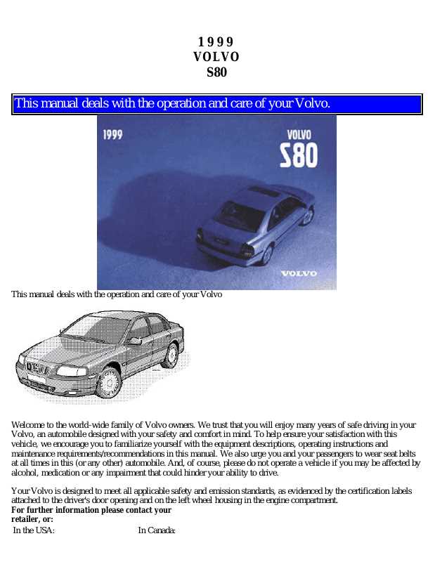 1999 volvo s80 owners manual