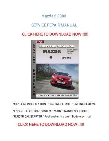 2003 mazda 6 owners manual