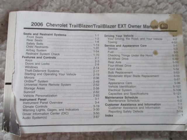 2006 chevrolet trailblazer owners manual