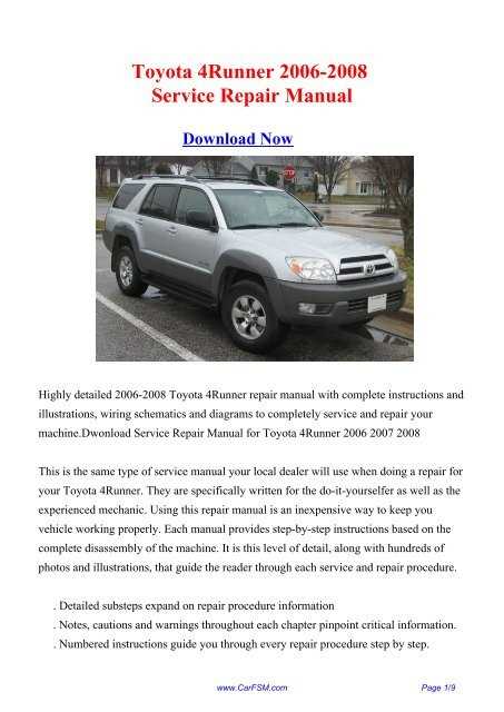 2008 toyota 4runner owners manual