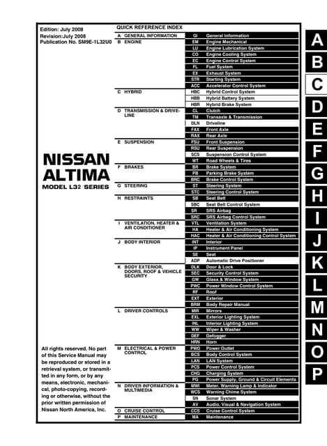 2008 nissan altima owners manual