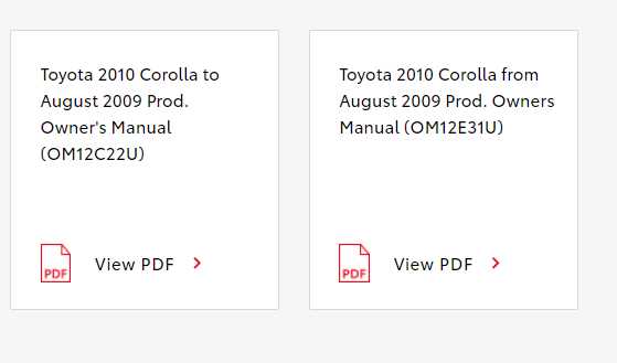 2010 toyota corolla s owners manual