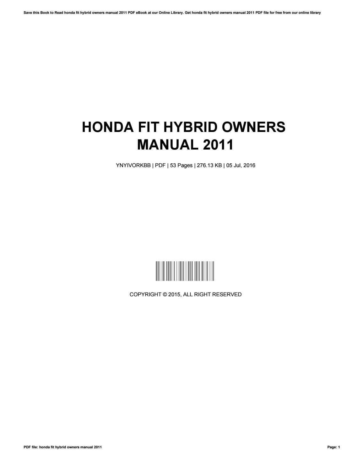 2011 honda fit owners manual