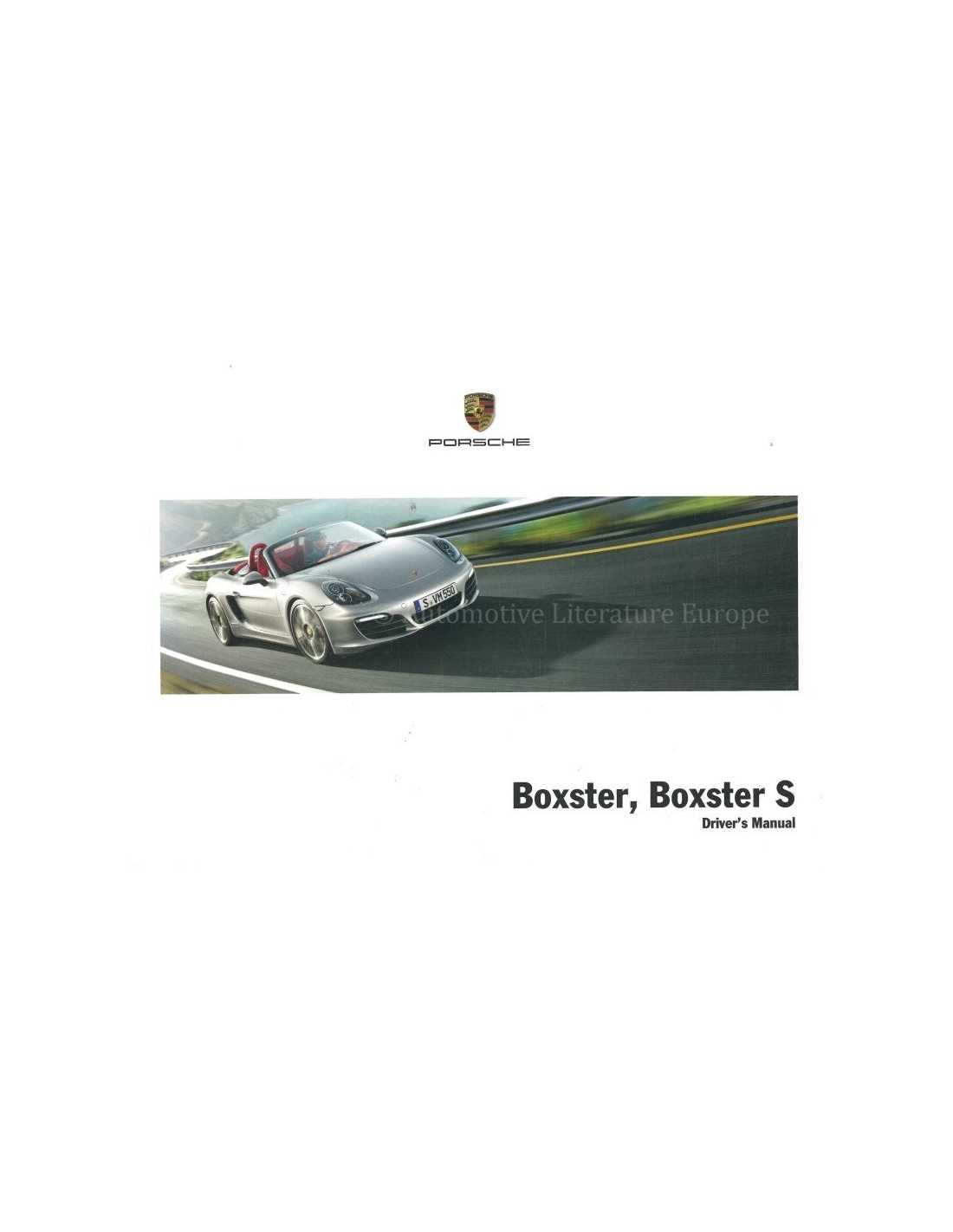 2013 porsche boxster owners manual