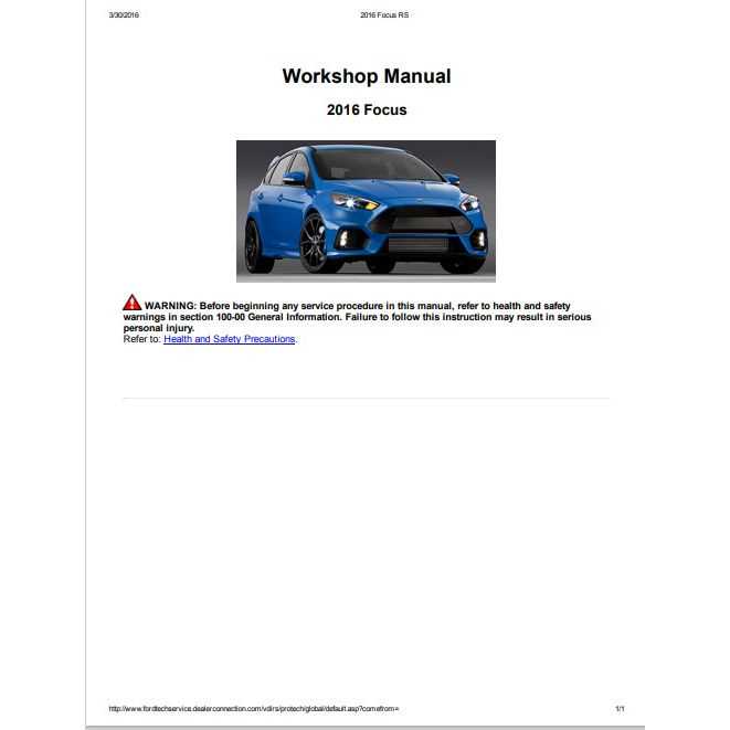 2016 ford focus rs owners manual