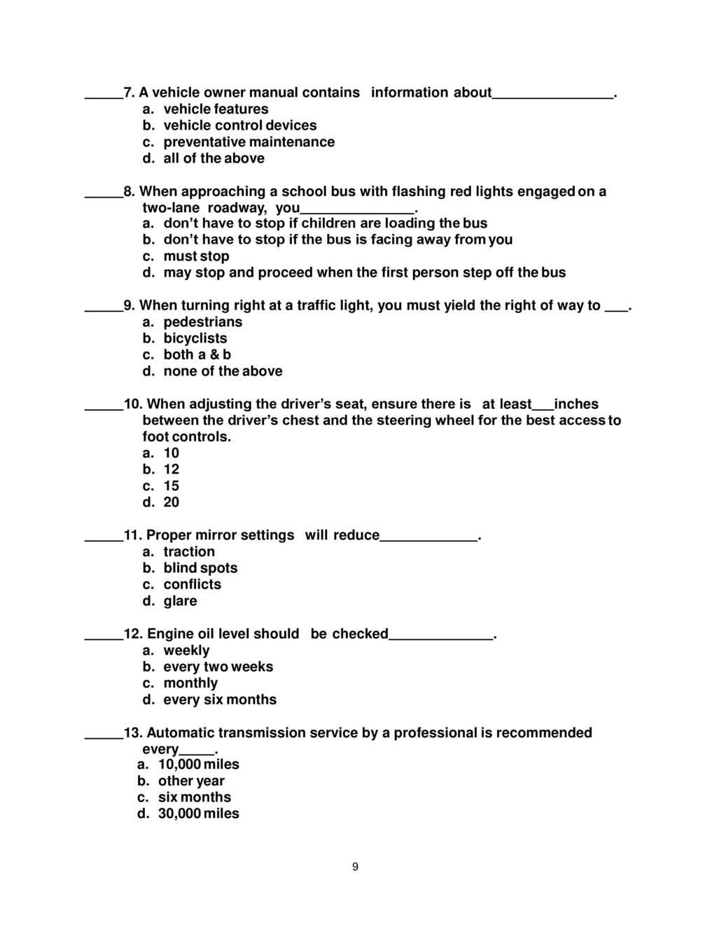 a vehicle owner manual contains information about