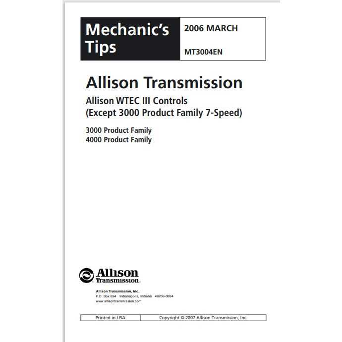 allison transmission owners manual