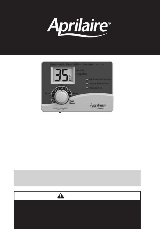 aprilaire model 60 owners manual