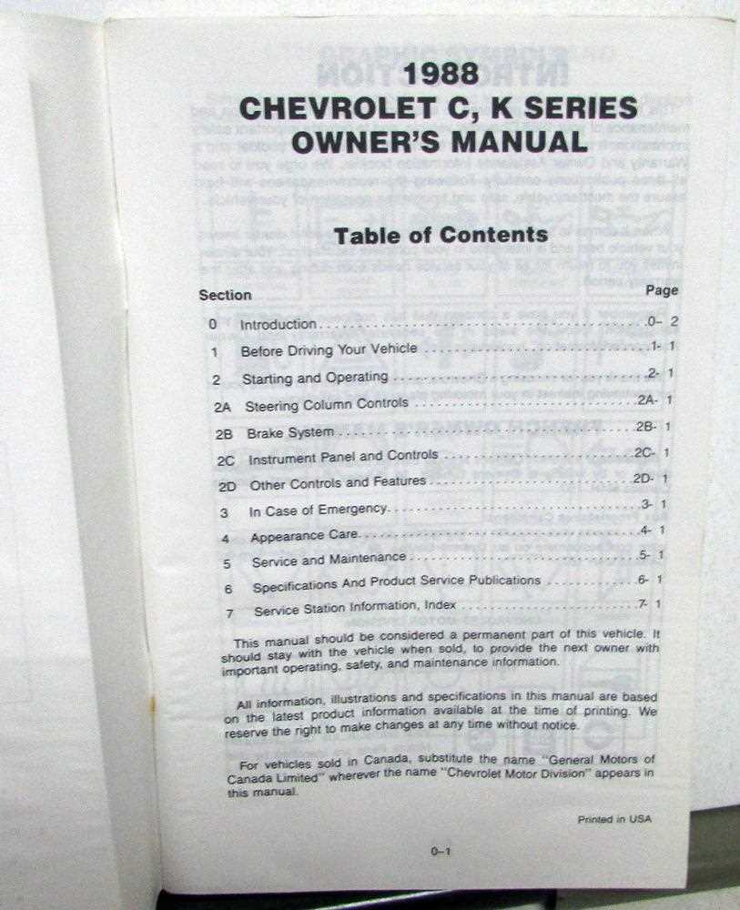 chevy truck owners manual