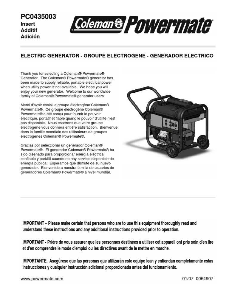 coleman powermate 6250 owners manual