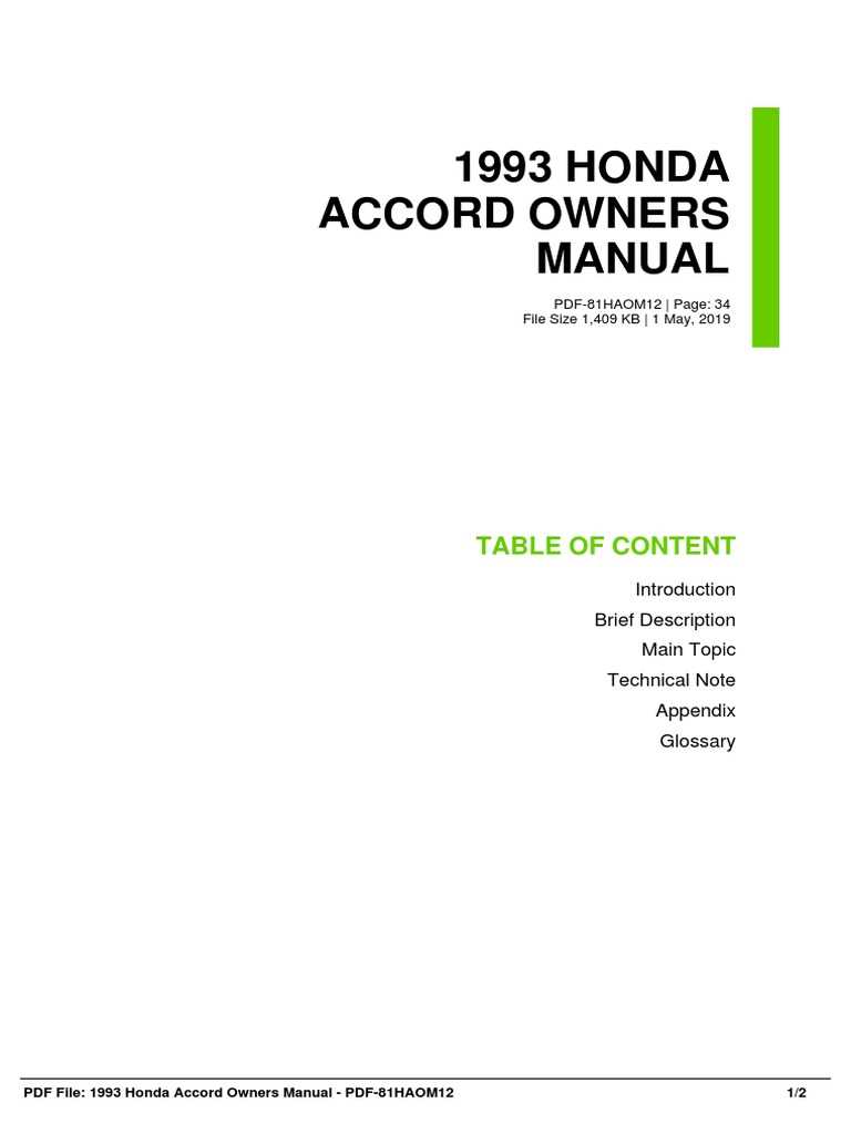 honda accord owners manual