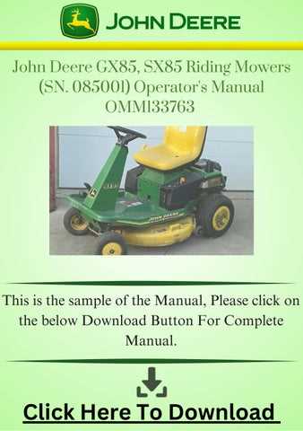john deere gx85 owners manual