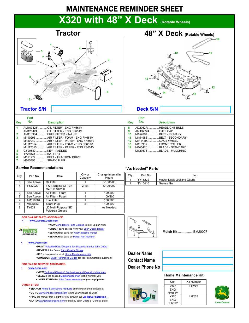 john deere x320 owners manual