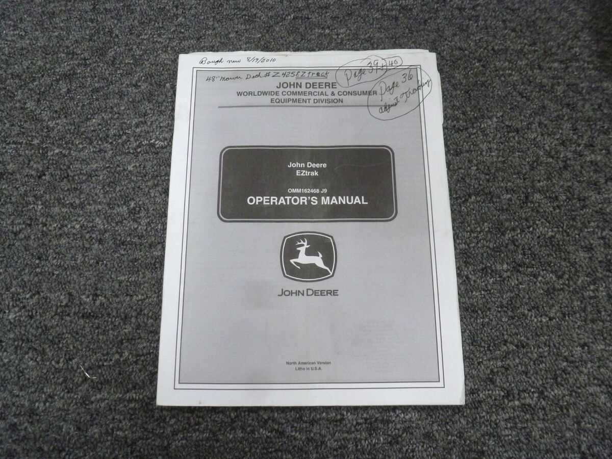 john deere z445 owners manual
