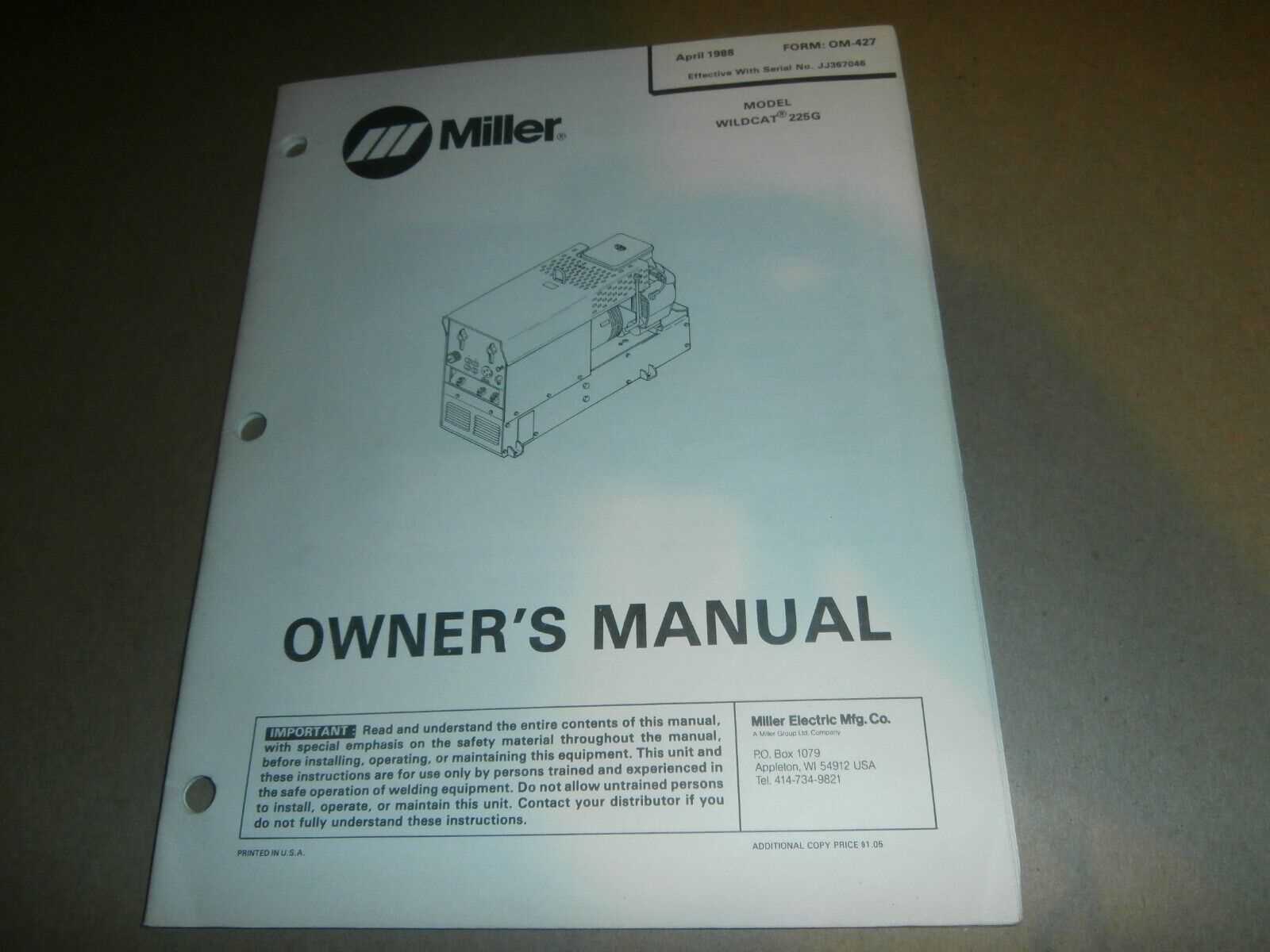 miller welder owners manual
