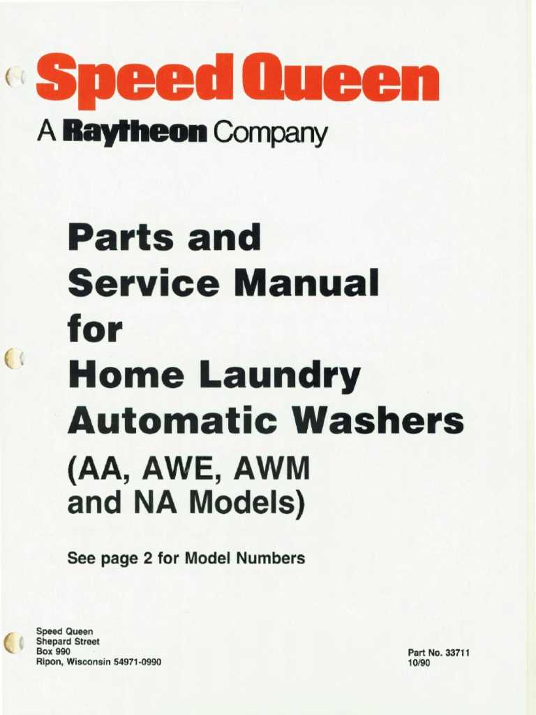 owners manual for speed queen washer