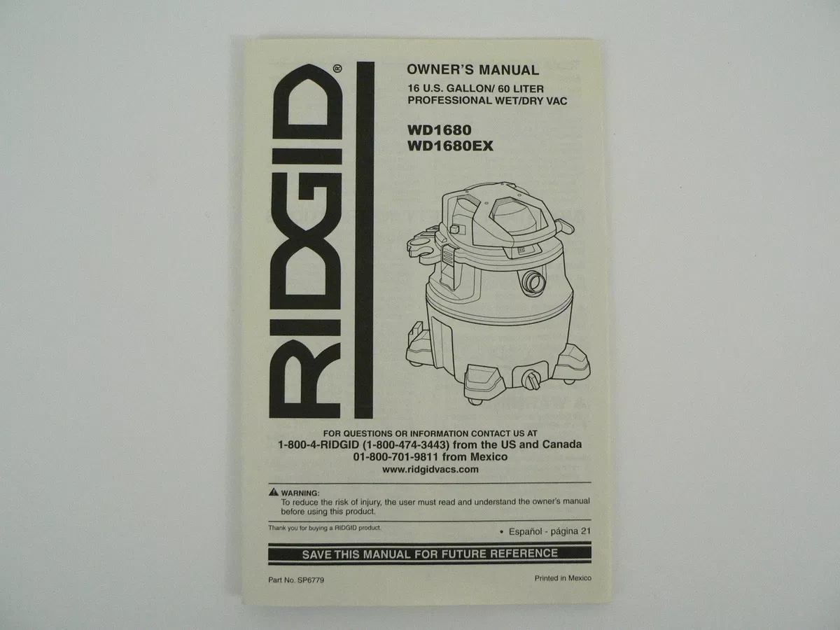 ridgid wet dry vac owners manual