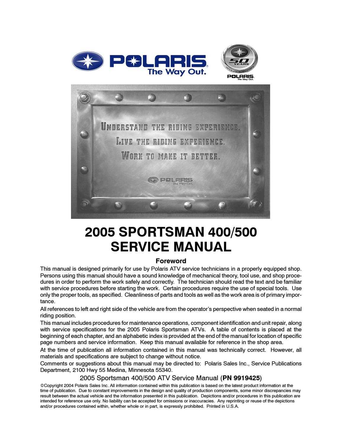 2005 polaris sportsman 500 owners manual