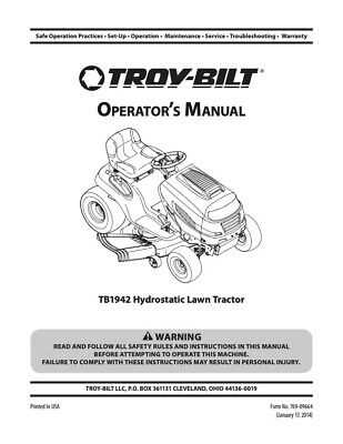 troy bilt ltx 1842 owners manual
