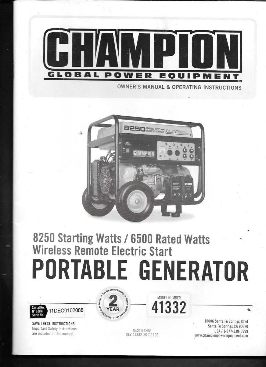 champion generator owners manual