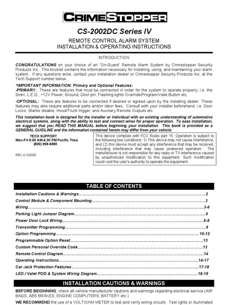 crime stoppers remote start owners manual