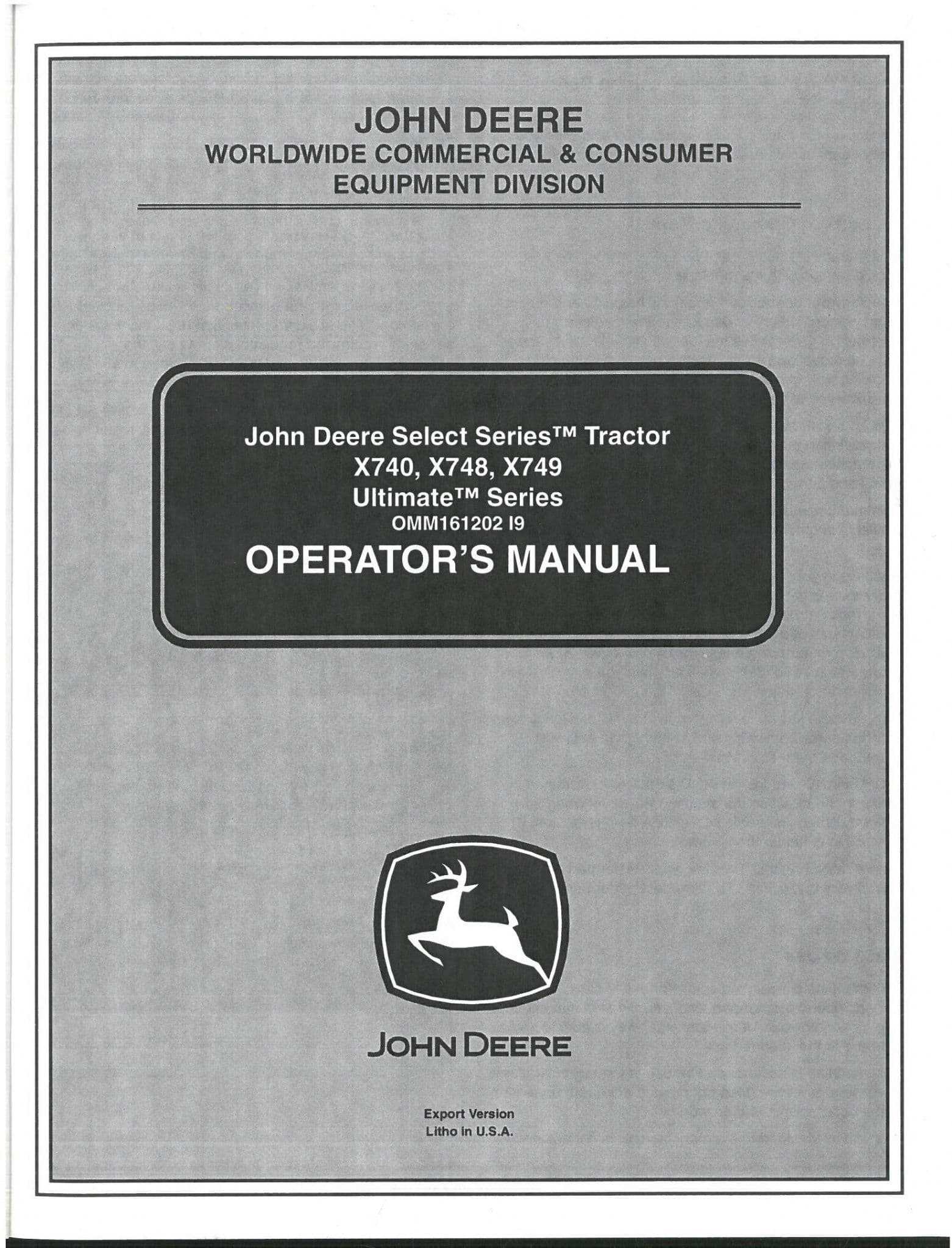 john deere x748 owners manual