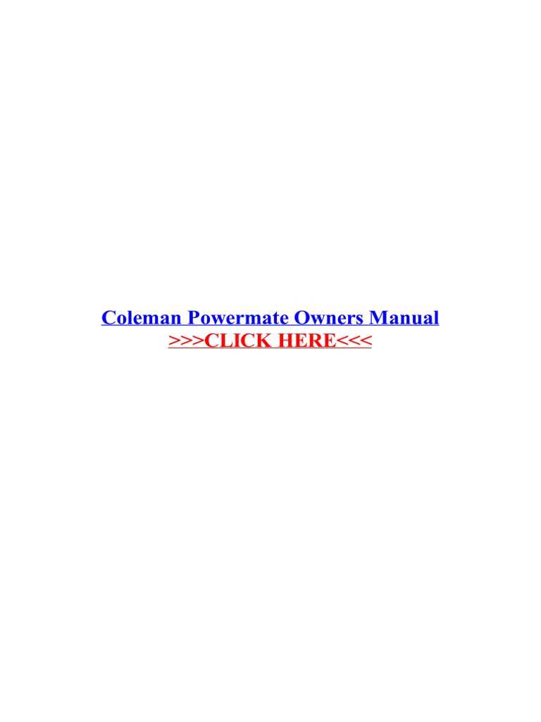 coleman powermate 5000 generator owners manual