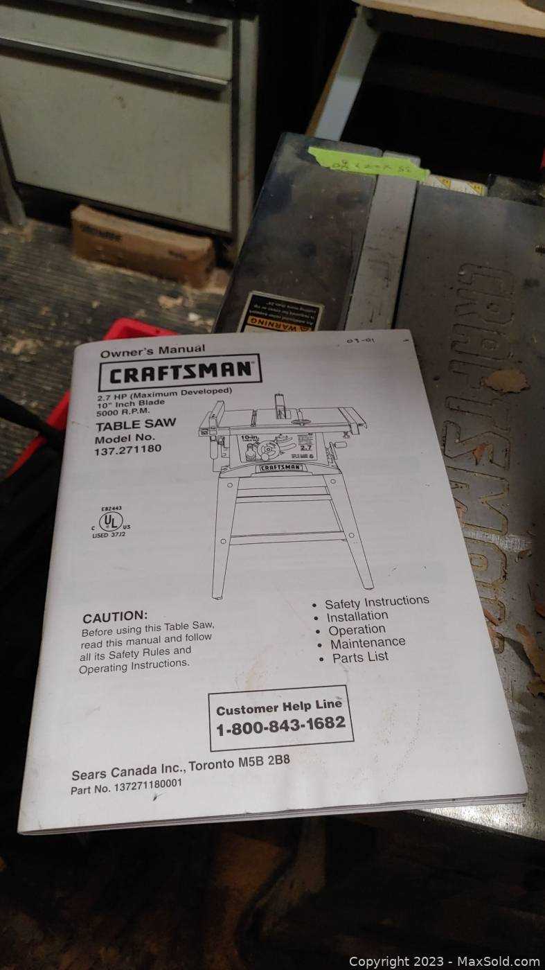 craftsman 10 table saw owners manual