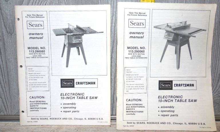 craftsman 10 table saw owners manual