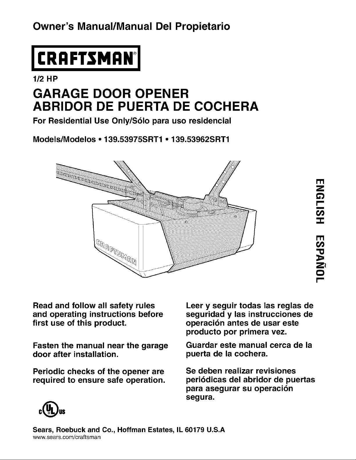 craftsman garage door owners manual