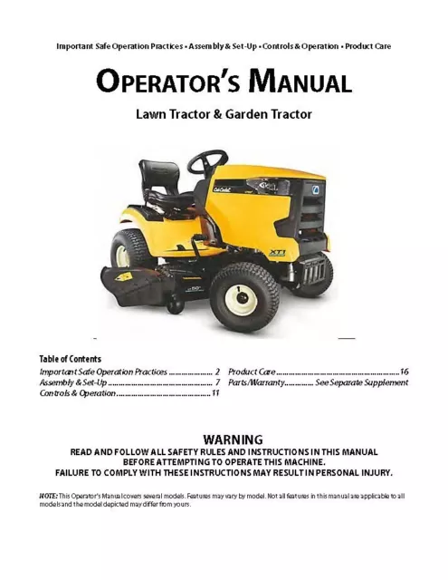 cub cadet xt1 enduro series lt46 owners manual