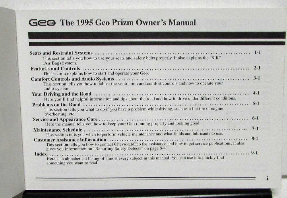 1993 geo tracker owners manual