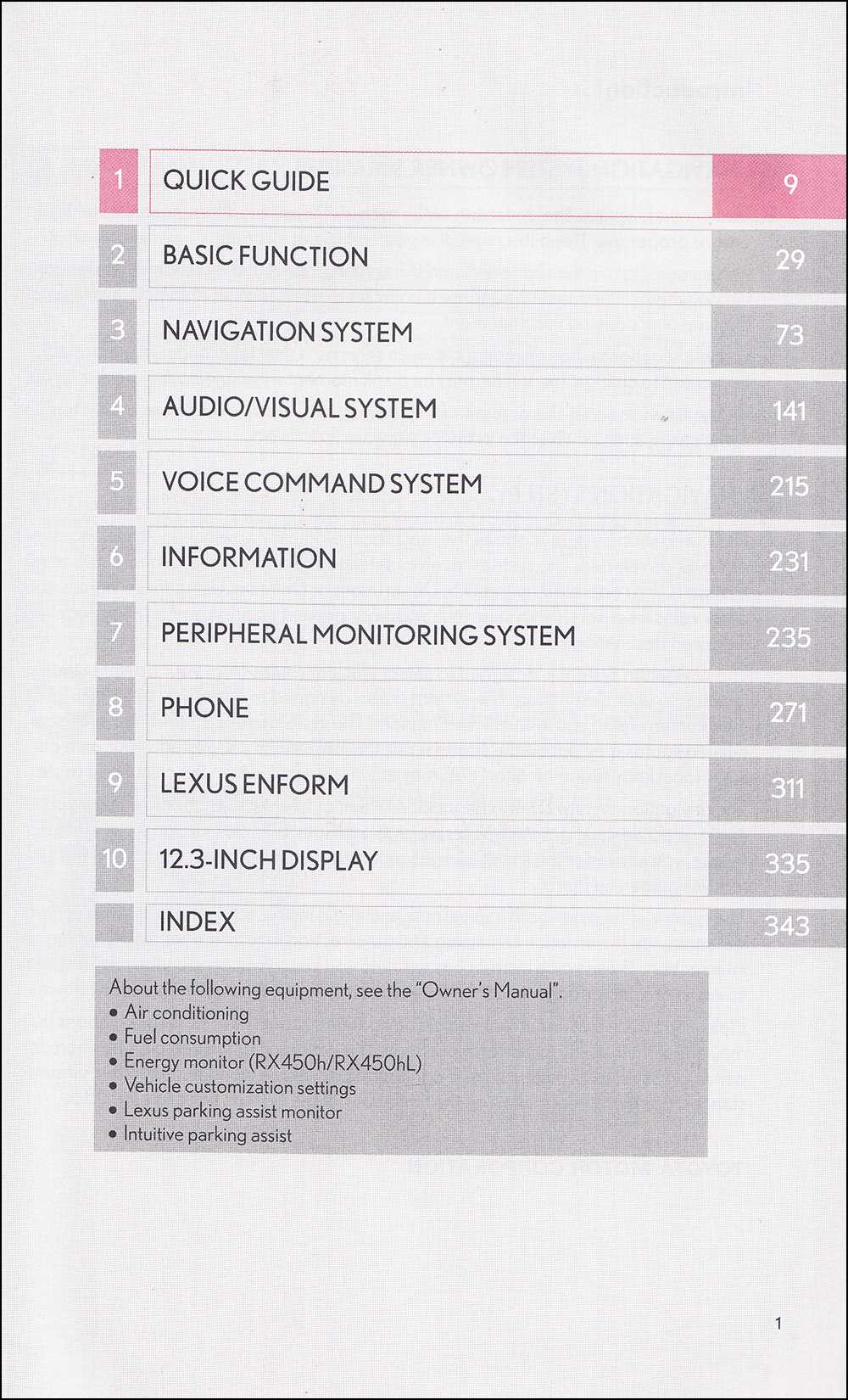 2018 lexus rx 350 owners manual