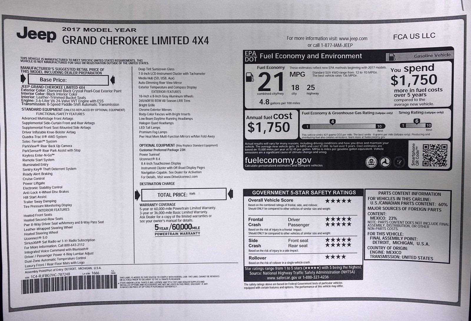 2017 grand cherokee limited owners manual