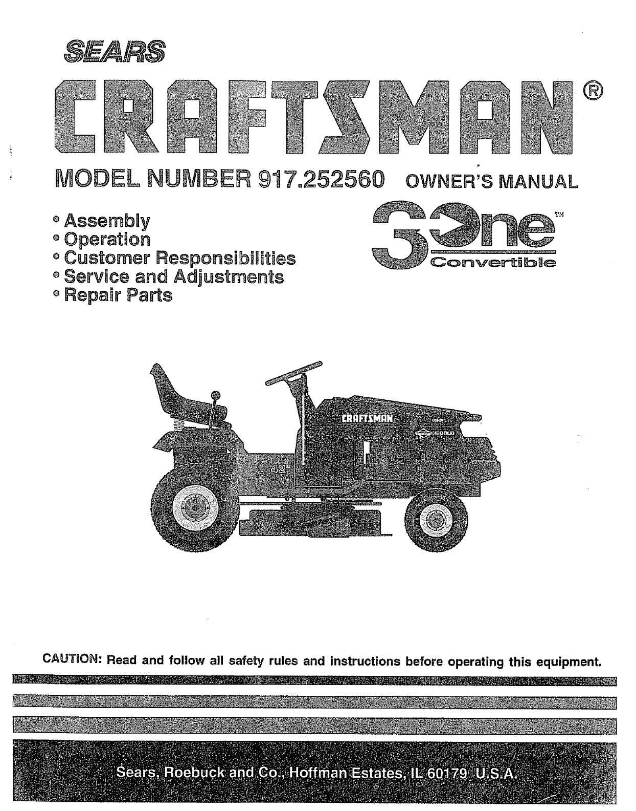 sears craftsman lt 2000 owners manual