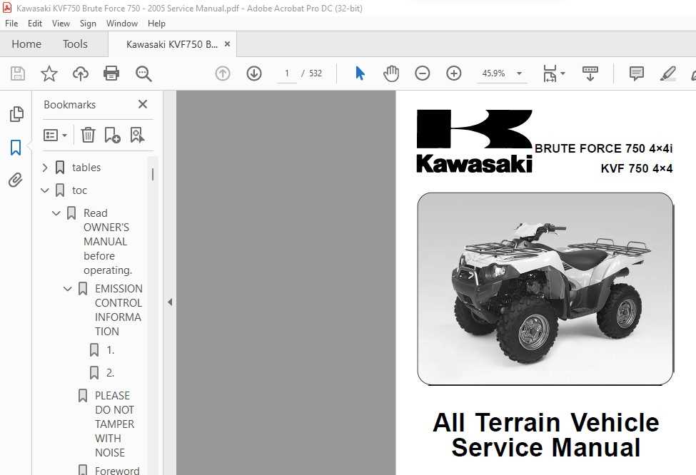 2005 kawasaki brute force 750 owners manual