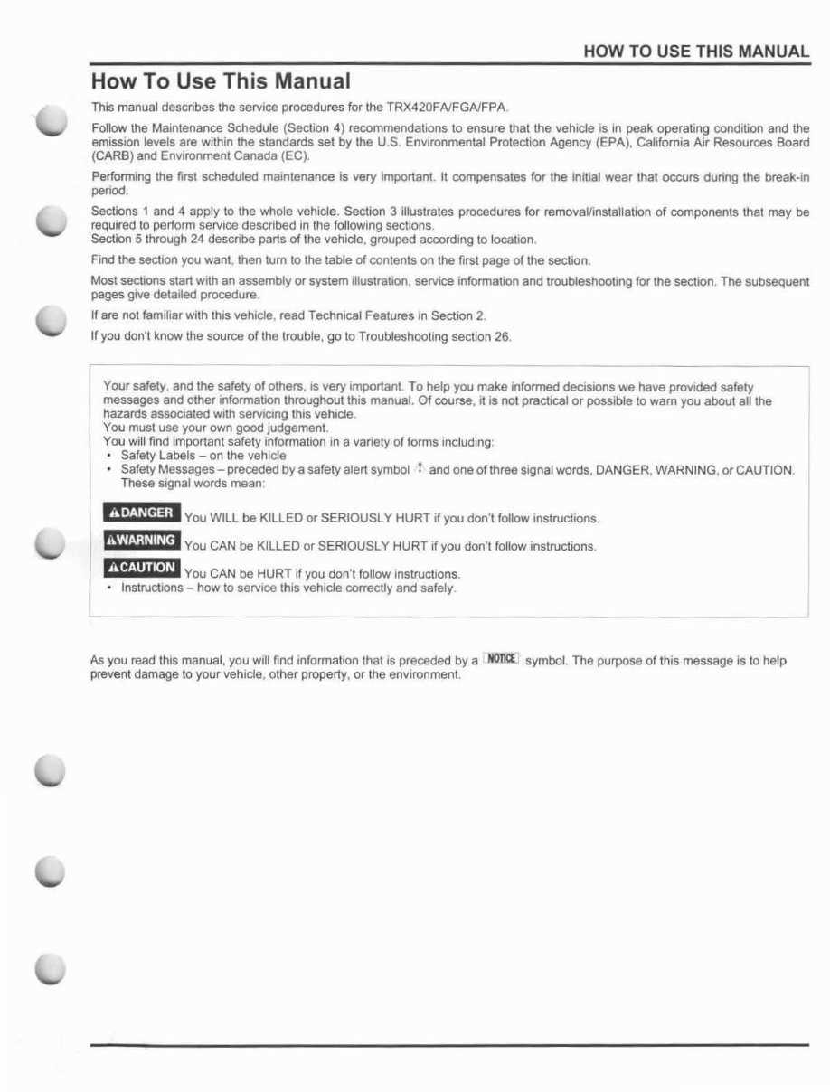 2014 honda rancher owners manual