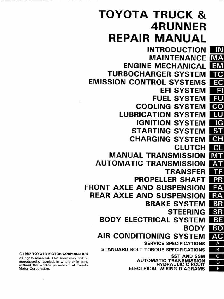 1989 toyota pickup owners manual