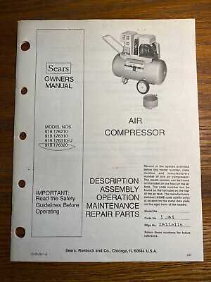 craftsman air compressor owners manual