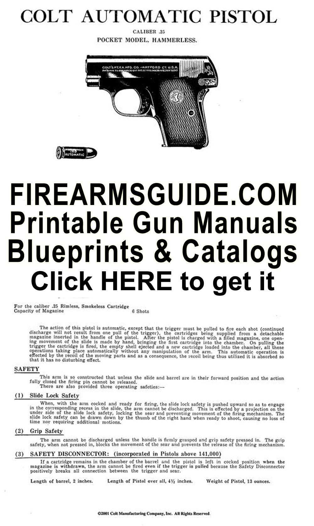 titan 25 caliber pistol owners manual