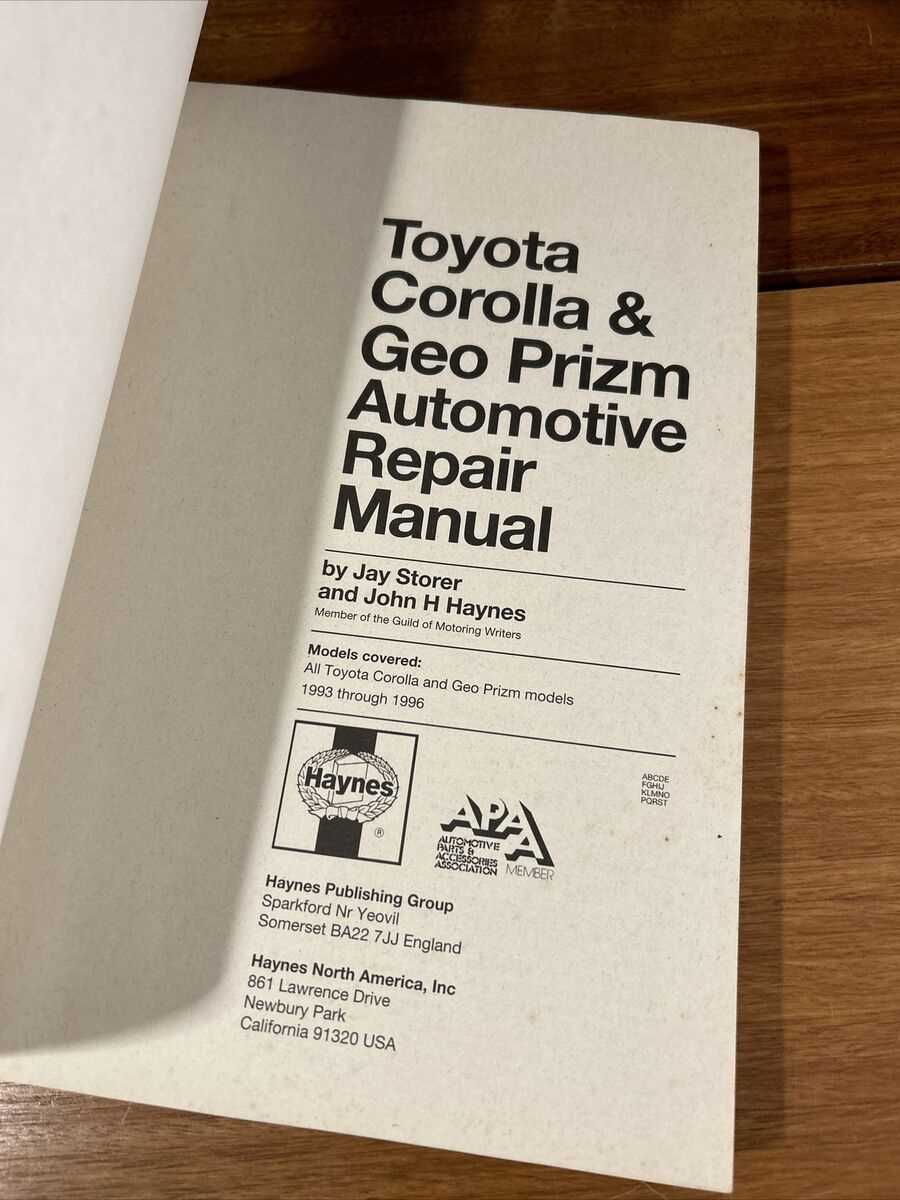 1993 corolla owners manual