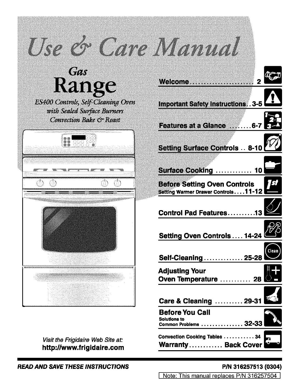 frigidaire gallery stove owners manual