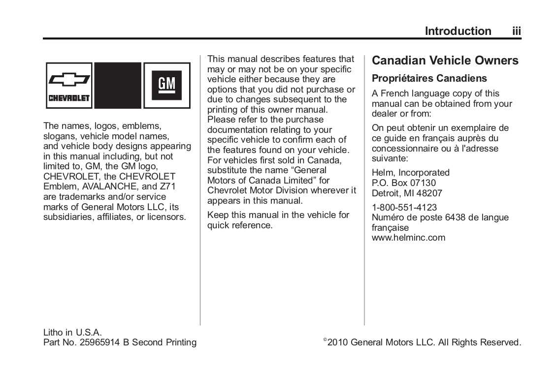 2010 chevy avalanche owners manual
