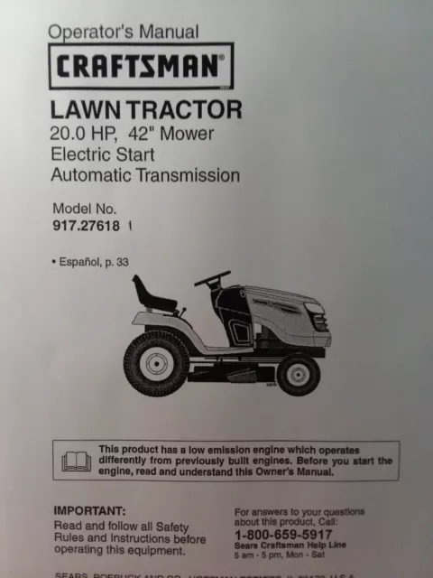 sears craftsman lt 2000 owners manual