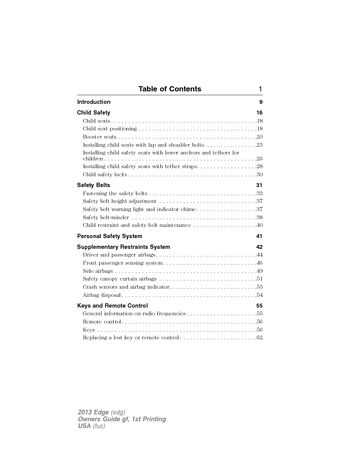 2013 ford edge owners manual